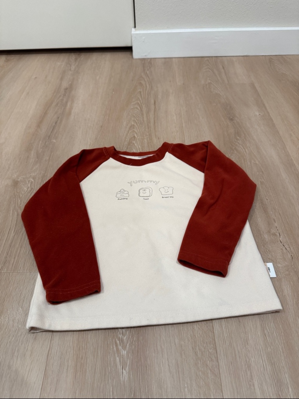 Kids' Long-Sleeve Raglan Tee in Cream and Rust